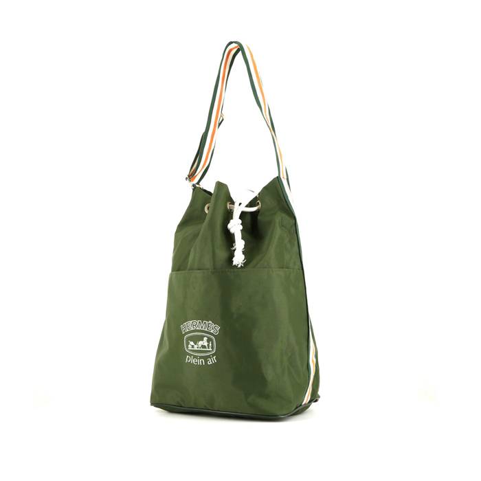 Hermès shoulder bag in olive green canvas - 00pp