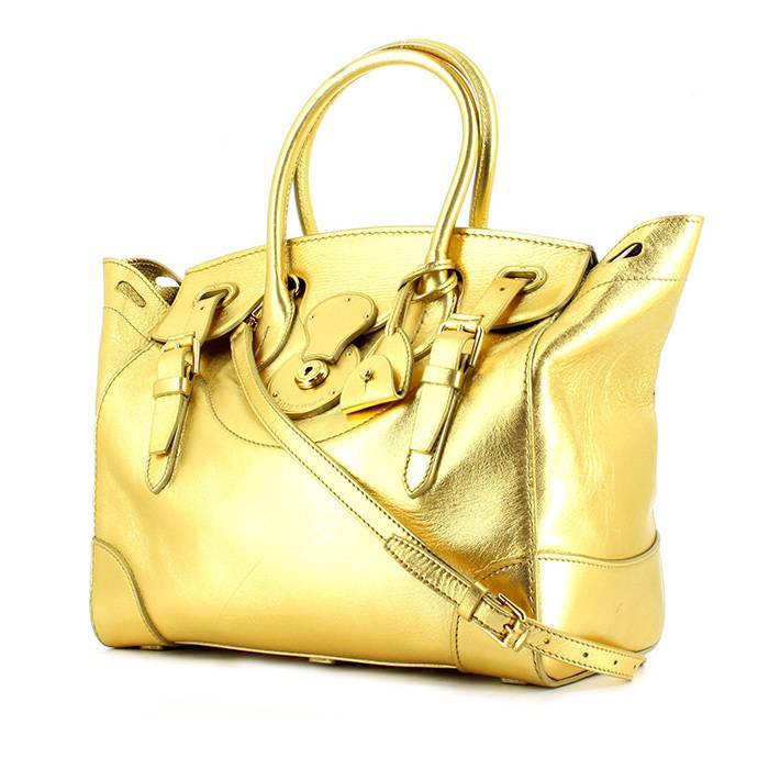 Ralph Lauren Ricky large model handbag in gold leather - 00pp