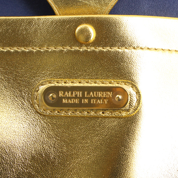 Bolso de mano Ralph Lauren Ricky modelo grande en cuero dorado - Detail D3