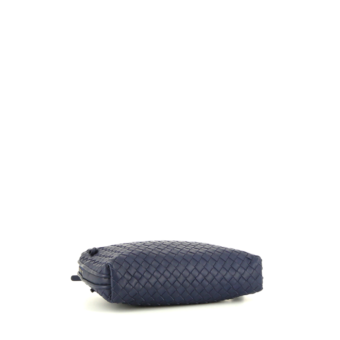 Bottega Veneta Nodini shoulder bag in navy blue intrecciato leather - Detail D4