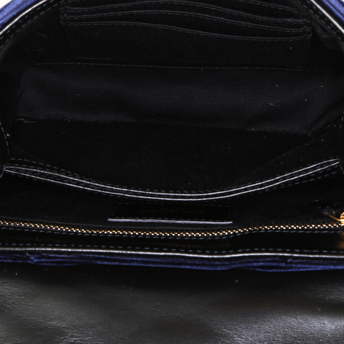Borsa a tracolla Saint Laurent Toy Loulou in velluto trapuntato blu marino - Detail D2