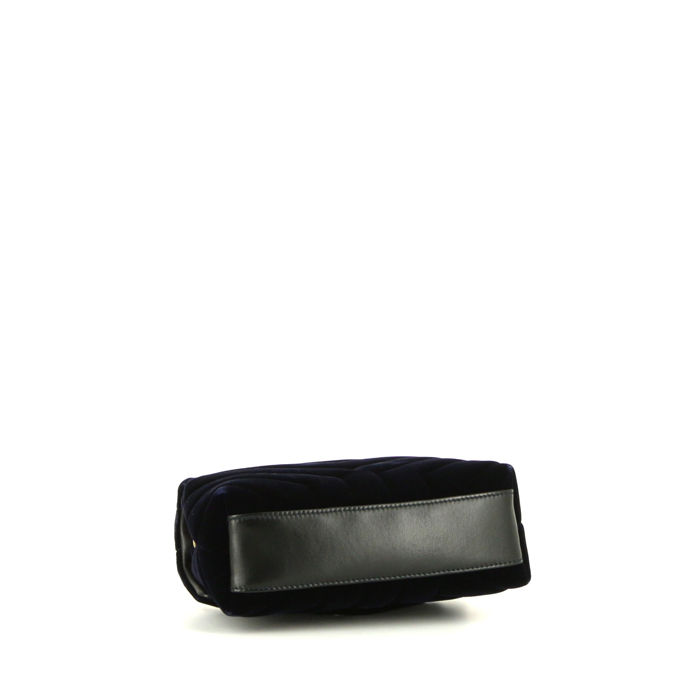 Borsa a tracolla Saint Laurent Toy Loulou in velluto trapuntato blu marino - Detail D4