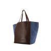 Celine Cabas Phantom shopping bag in burgundy leather and blue suede - 00pp thumbnail