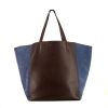 Celine Cabas Phantom shopping bag in burgundy leather and blue suede - 360 thumbnail