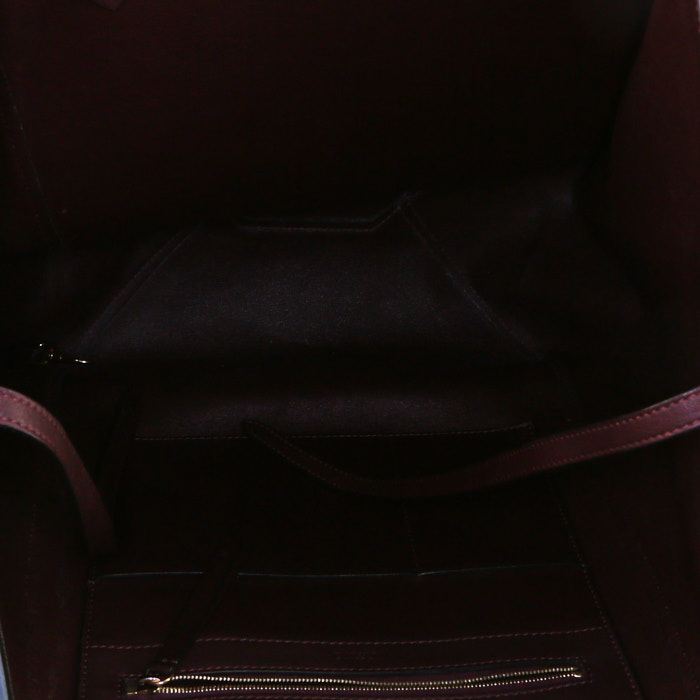 Celine Cabas Phantom shopping bag in burgundy leather and blue suede - Detail D2