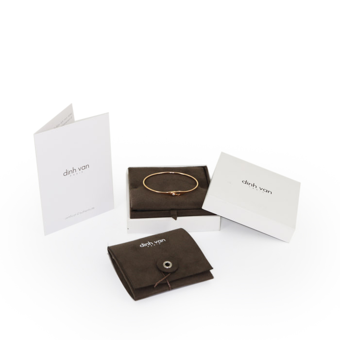 Opening Dinh Van Serrure small model bangle in pink gold and diamond - Detail D2