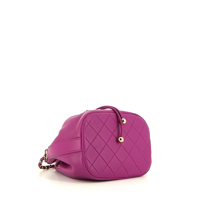 Chanel handbag in pink leather - Detail D4