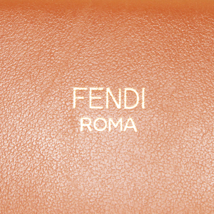 Sac à main Fendi Runaway en cuir marron camel et noir - Detail D4