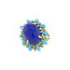 Vintage ring in 14 carats yellow gold,  lapis-lazuli and turquoises - 00pp thumbnail