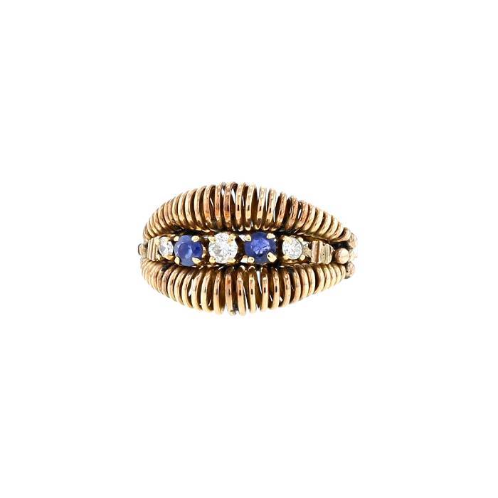Bague années 50 Vintage  en or rose 14 carats, diamants et saphirs - 00pp