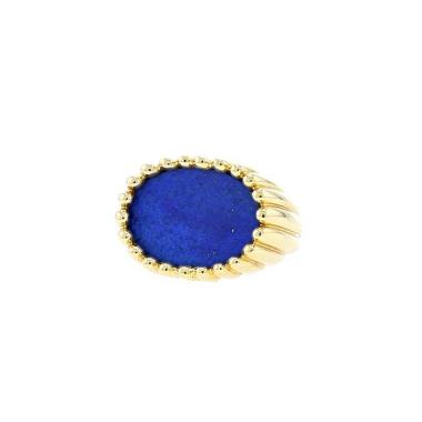 Bague époque années 70 Vintage en or jaune et lapis-lazuli