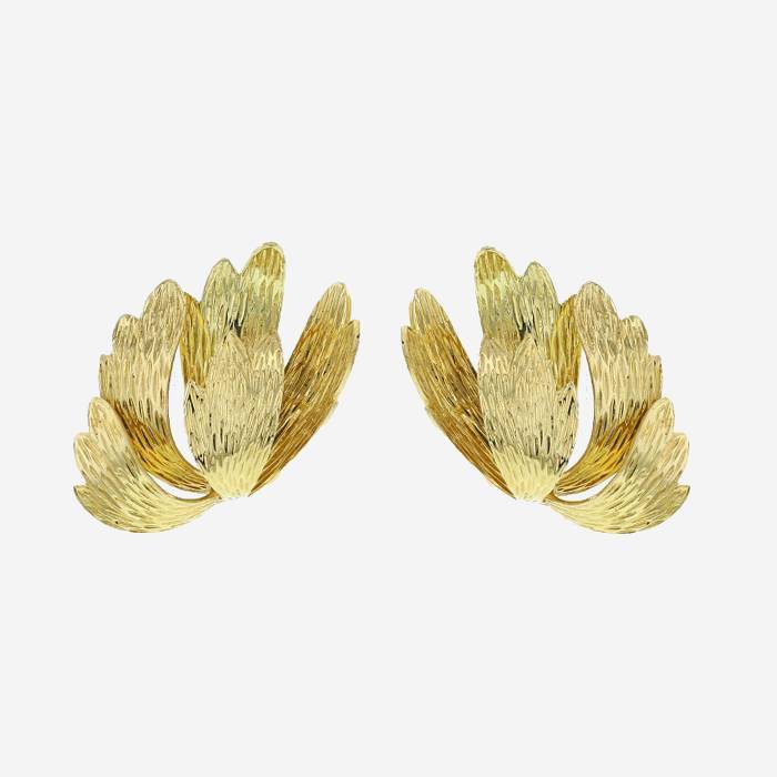Paire de boucles d'oreilles époque années 70 Vintage en or jaune