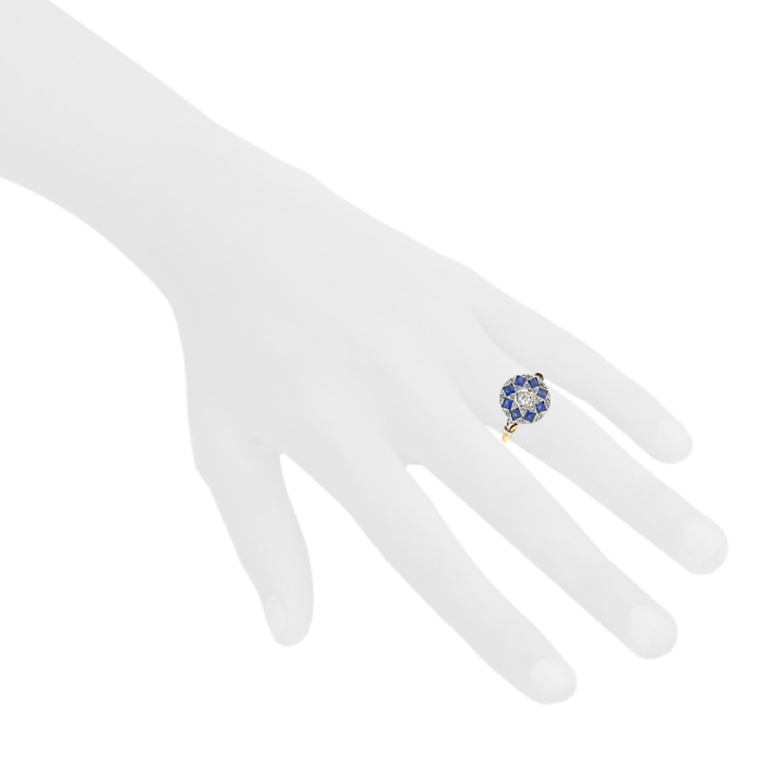 Vintage ring in yellow gold,  white gold and sapphires - Detail D1