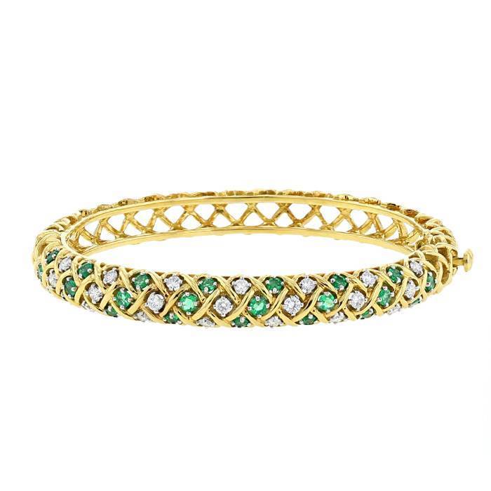 Princess Emerald CZ 18ct Gold plated Silver Tennis Bracelet | Jian London