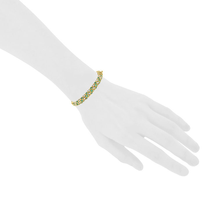 Brazalete Tiffany & Co en oro amarillo,  esmeralda y diamantes - Detail D1