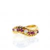 Sortija Boucheron en oro amarillo,  diamantes y rubíes - 360 thumbnail