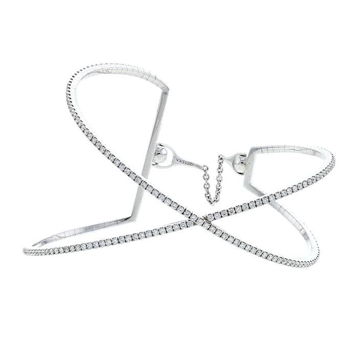 Messika Skinny Croisé cuff bracelet in white gold and diamonds - 00pp