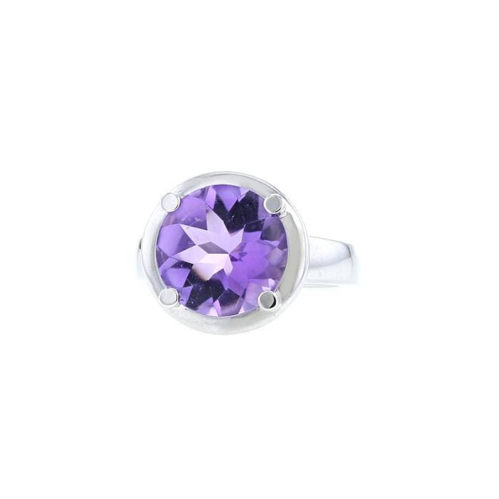 Poiray Fille Cabochon ring in white gold and amethyst - 00pp