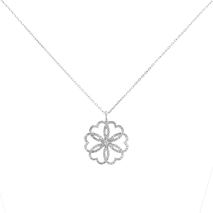 Poiray Rosace necklace in white gold and diamonds - 00pp