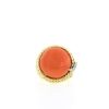 Vintage 1970's ring in yellow gold,  9k white gold and coral - 360 thumbnail