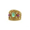 Vintage ring in yellow gold,  emerald and ruby - 00pp thumbnail