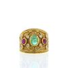 Vintage ring in yellow gold,  emerald and ruby - 360 thumbnail