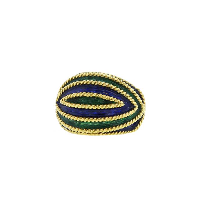 Vintage ring in yellow gold and enamel - 00pp