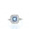 Bague Vintage  en platine, aigue-marine et diamants - 360 thumbnail