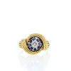 Vintage 1960's ring in yellow gold,  sapphires and diamond - 360 thumbnail