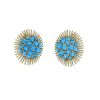 Vintage earrings for non pierced ears in 14k yellow gold and turquoises - 00pp thumbnail