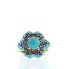 Vintage ring in yellow gold,  turquoises and sapphires - 360 thumbnail