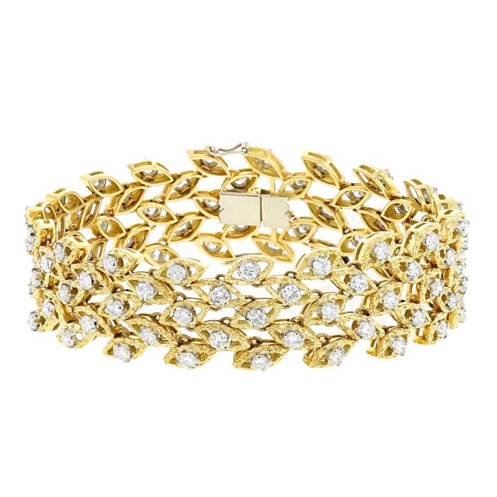 Bracelet Vintage Ruban ajouré en or jaune et diamants