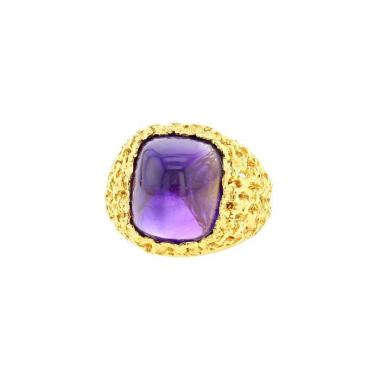 Bague Vintage en or jaune 14 carats et améthyste