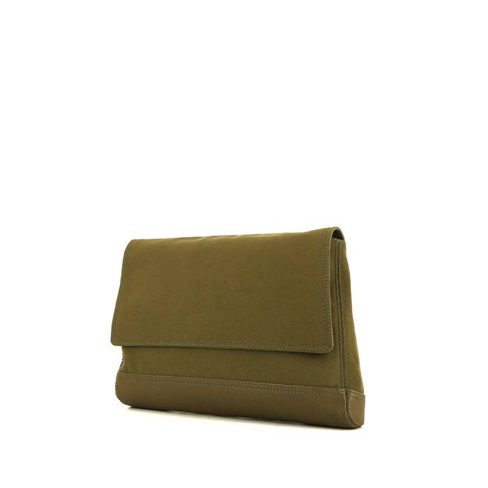Balenciaga pouch in canvas and olive green leather - 00pp