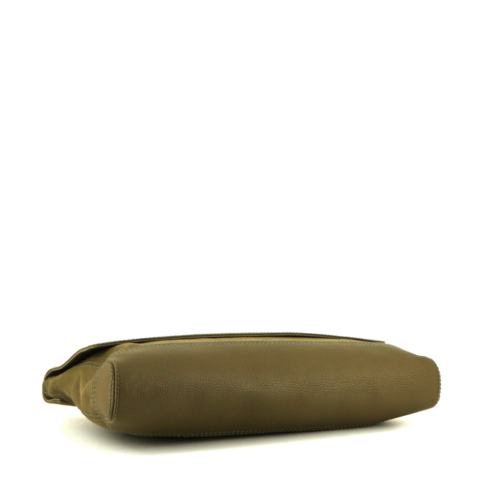 Balenciaga pouch in canvas and olive green leather - Detail D4