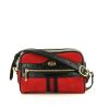 Gucci Ophidia shoulder bag in red suede and black grained leather - 360 thumbnail
