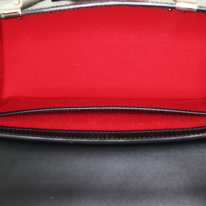 Sac à main Goyard Saigon mini en toile Goyardine noire et grise et cuir noir - Detail D3