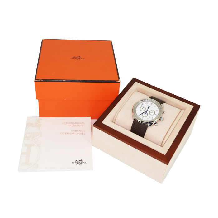 Hermes Arceau Chrono watch in stainless steel Ref:  AR4.910 Circa  2014 - Detail D2