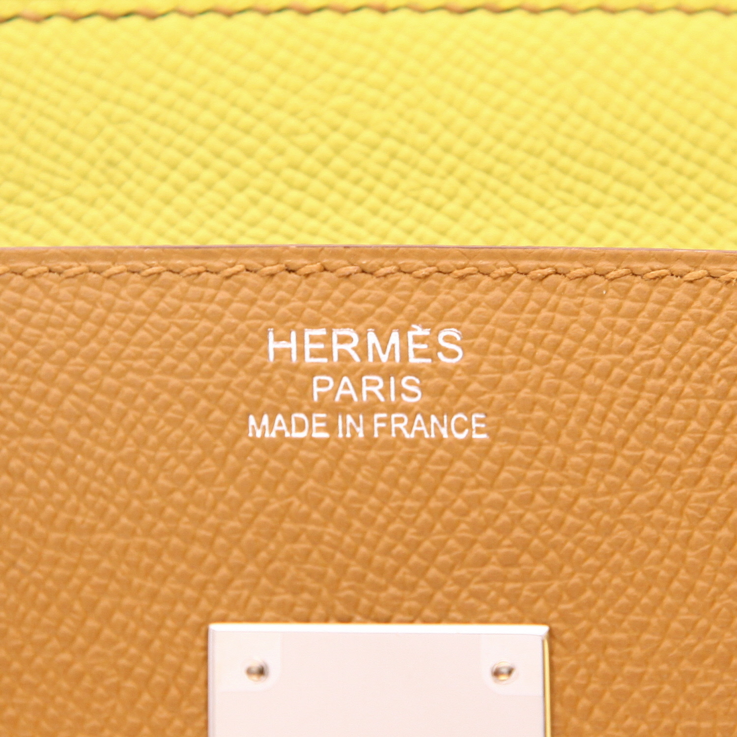 Hermes Birkin 35 cm handbag in yellow Lime, Rose Confetti, Sésame beige and brown Terre epsom leather - Detail D2
