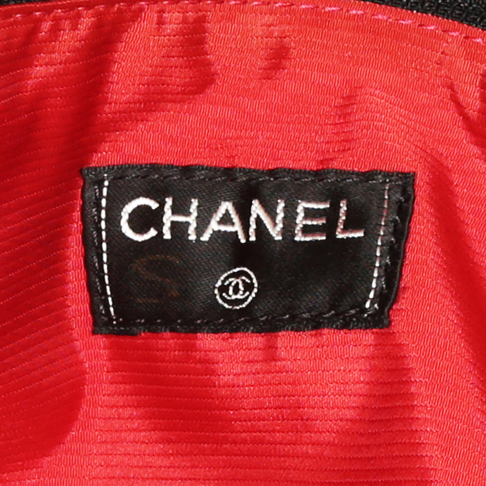 Bolsa de viaje Chanel en lona estampada negra y blanca - Detail D3