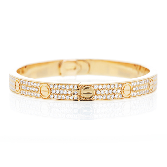 Cartier Love pavé bracelet in pink gold and diamonds, size 18 - Detail D3