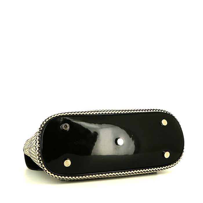 Bolso Bulgari en cuero trenzado blanquecino y negro y charol negro - Detail D5