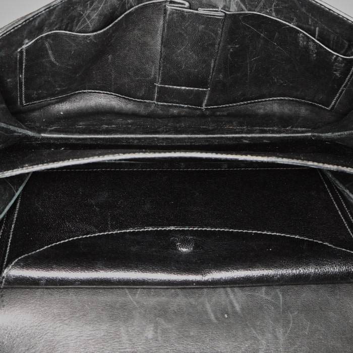 Bolso de mano Hermès Vintage en cuero negro - Detail D2