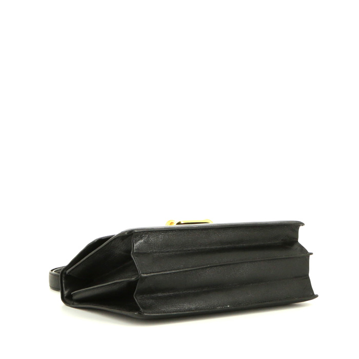 Sac à main Hermès Vintage en cuir noir - Detail D4