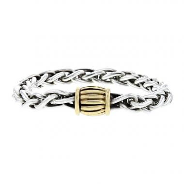Brazalete Hermès en plata y oro amarillo