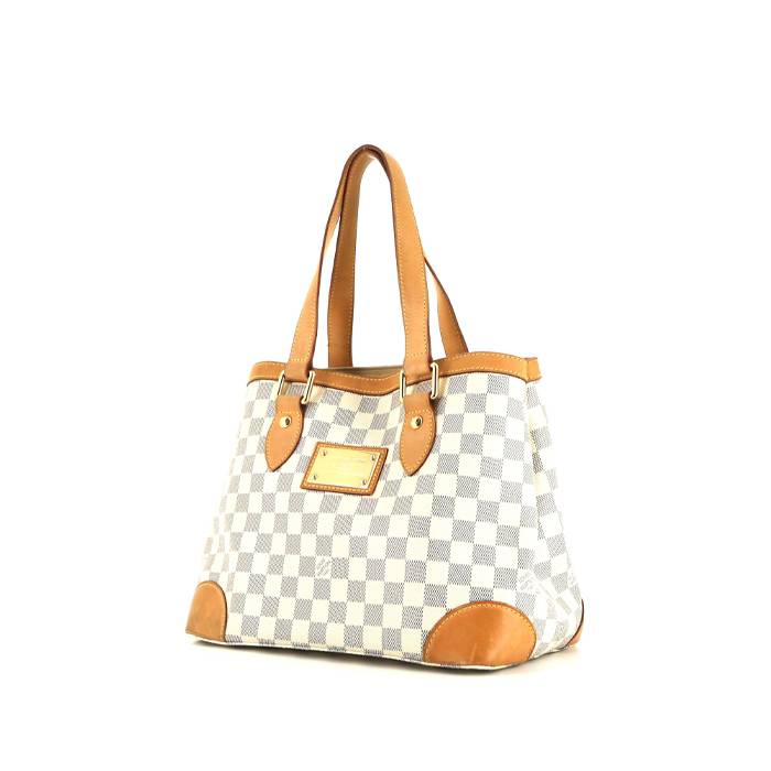 Louis Vuitton Hampstead shopping bag in azur damier canvas and natural leather - 00pp