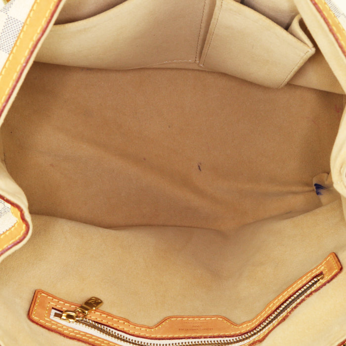 Sac cabas Louis Vuitton Hampstead en toile damier azur et cuir naturel - Detail D2