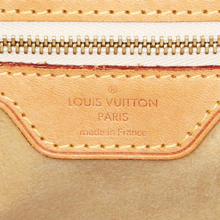Louis Vuitton Hampstead shopping bag in azur damier canvas and natural leather - Detail D3