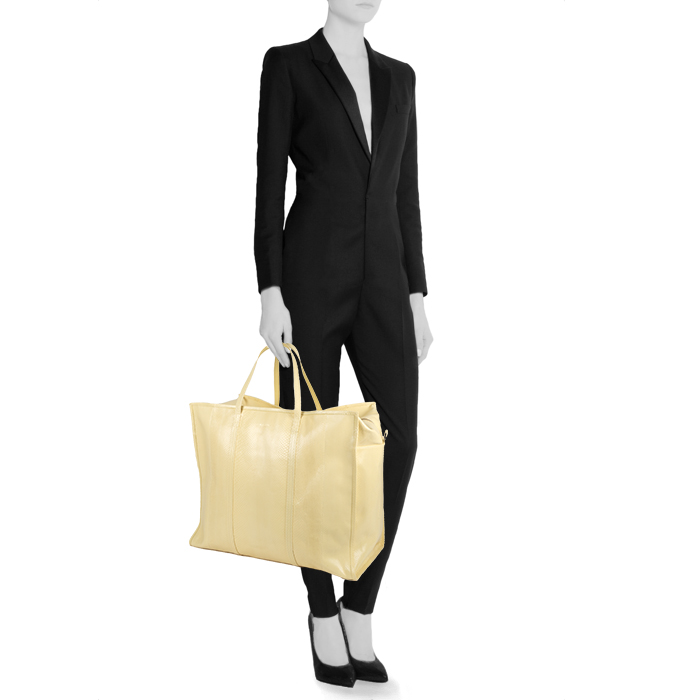 Balenciaga Bazar shopper shopping bag in yellow python - Detail D1