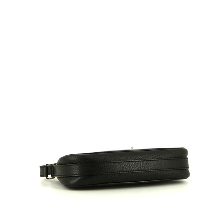 Dior Vintage handbag in black grained leather - Detail D4